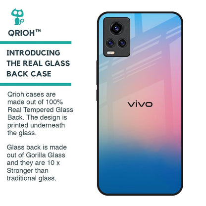 Blue & Pink Ombre Glass case for Vivo V20
