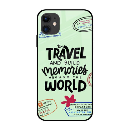 Travel Stamps iPhone 12 Glass Back Cover Online