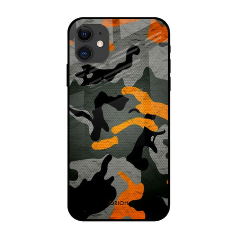 Camouflage Orange iPhone 12 Glass Back Cover Online