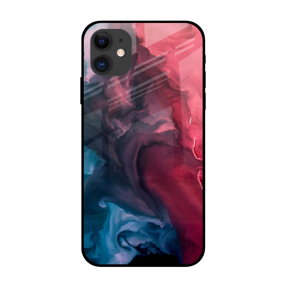 Blue & Red Smoke iPhone 12 Glass Back Cover Online