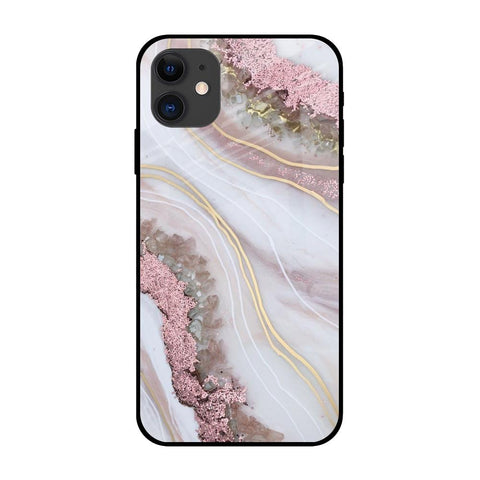 Pink & Gold Gllitter Marble iPhone 12 Glass Back Cover Online