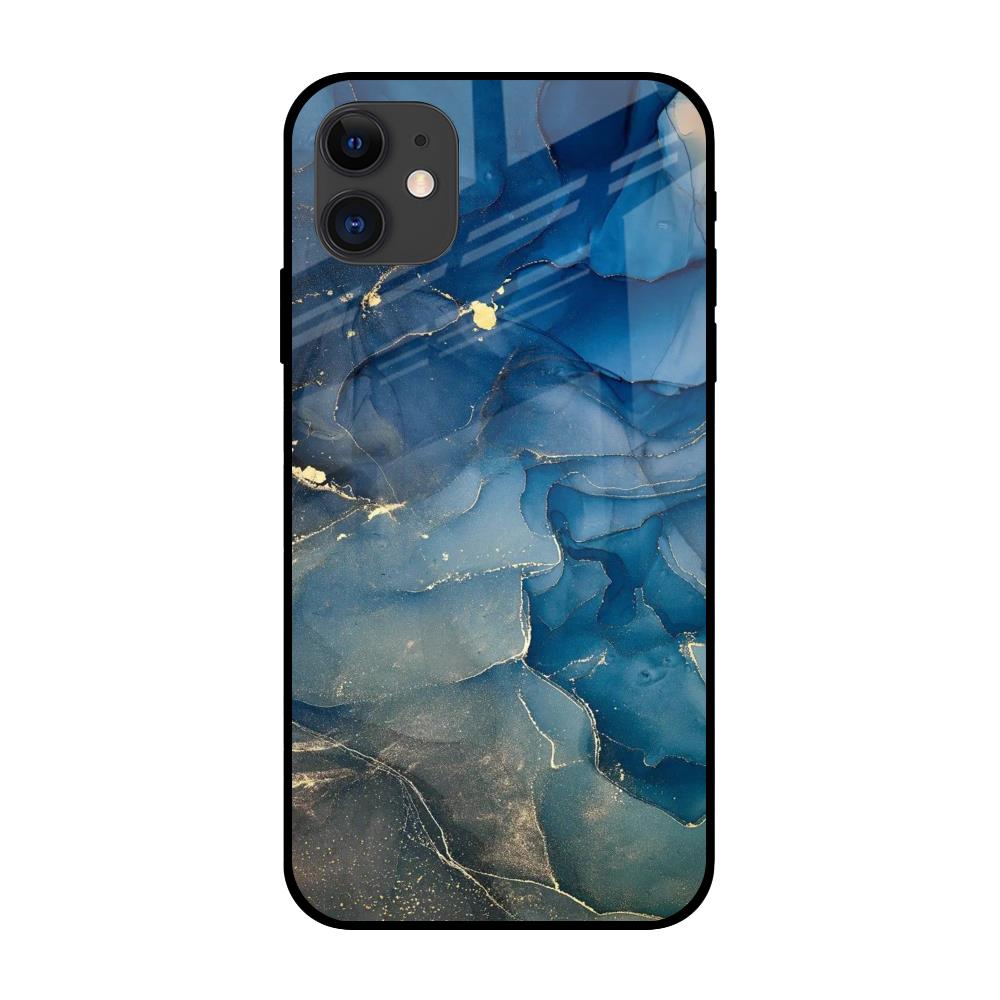 Blue Cool Marble iPhone 12 Glass Back Cover Online