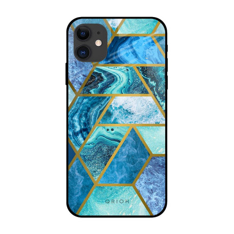 Turquoise Geometrical Marble iPhone 12 Glass Back Cover Online