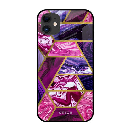 Electroplated Geometric Marble iPhone 12 Glass Back Cover Online