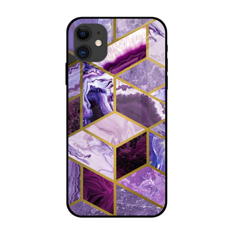 Purple Rhombus Marble iPhone 12 Glass Back Cover Online