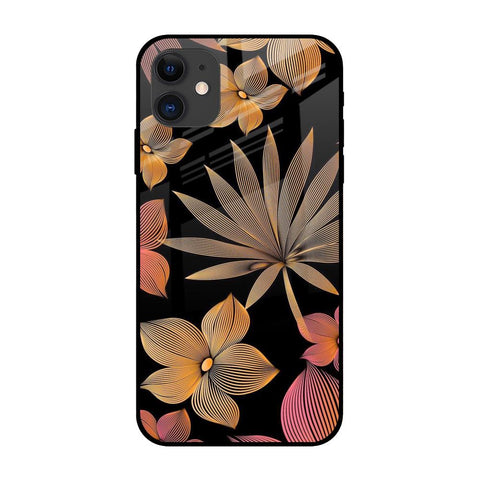 Lines Pattern Flowers iPhone 12 Glass Back Cover Online