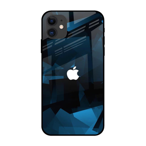Polygonal Blue Box iPhone 12 Glass Back Cover Online