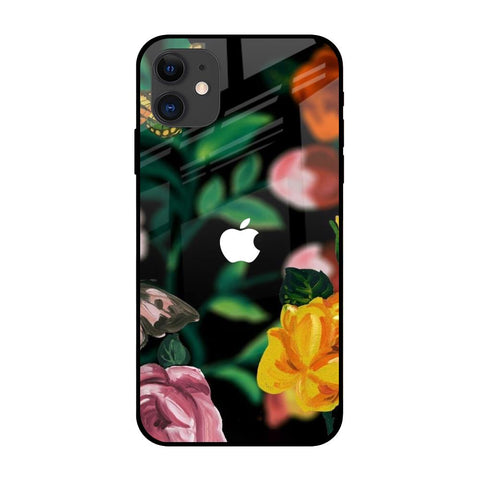 Flowers & Butterfly iPhone 12 Glass Back Cover Online