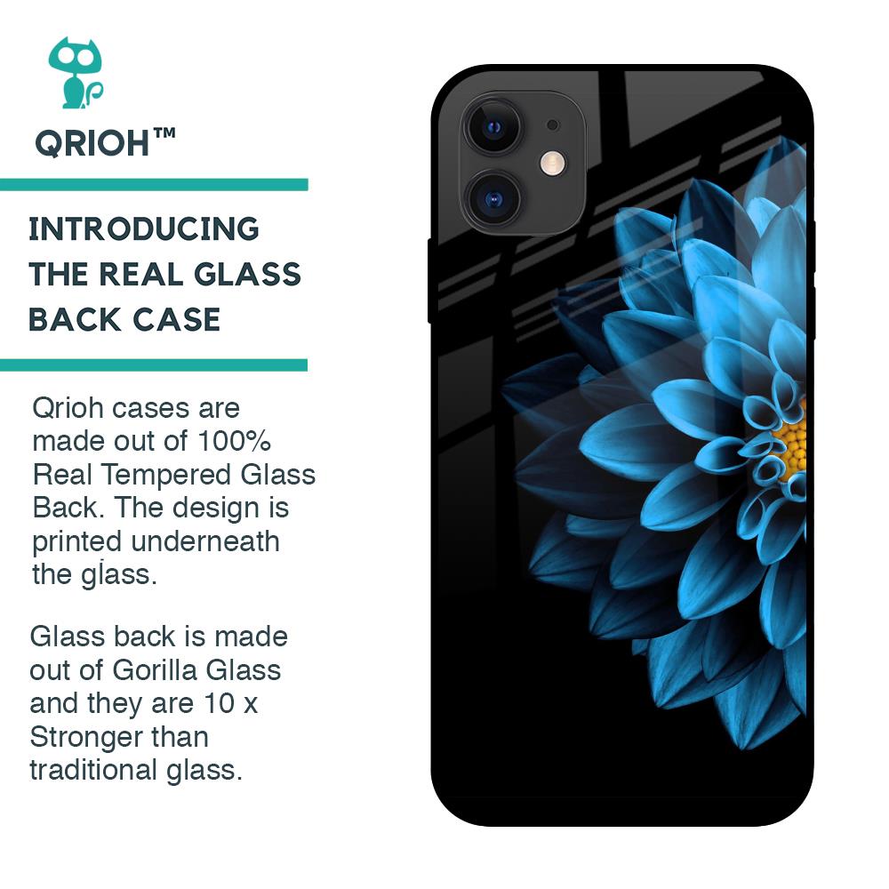 Half Blue Flower Glass Case for iPhone 12