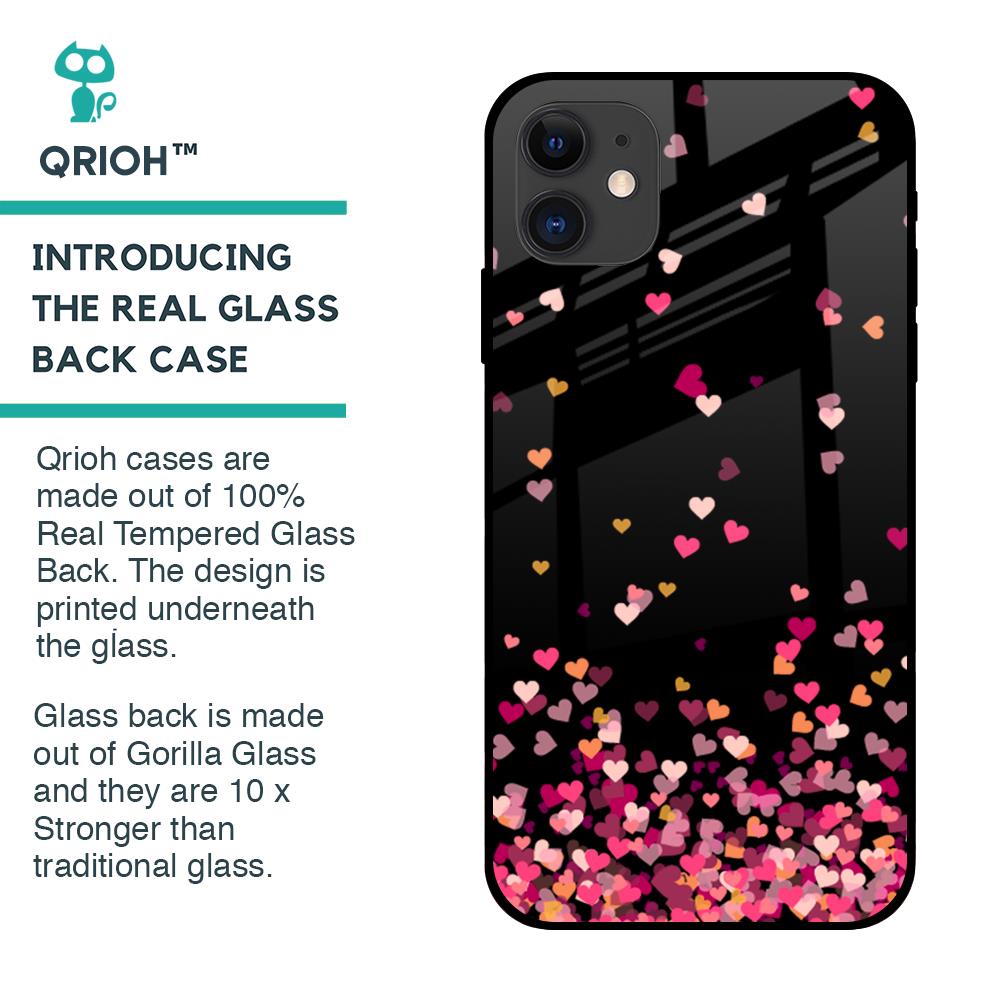 Heart Rain Fall Glass Case For iPhone 12