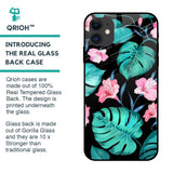 Tropical Leaves & Pink Flowers Glass case for iPhone 12
