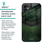 Green Leather Glass Case for iPhone 12