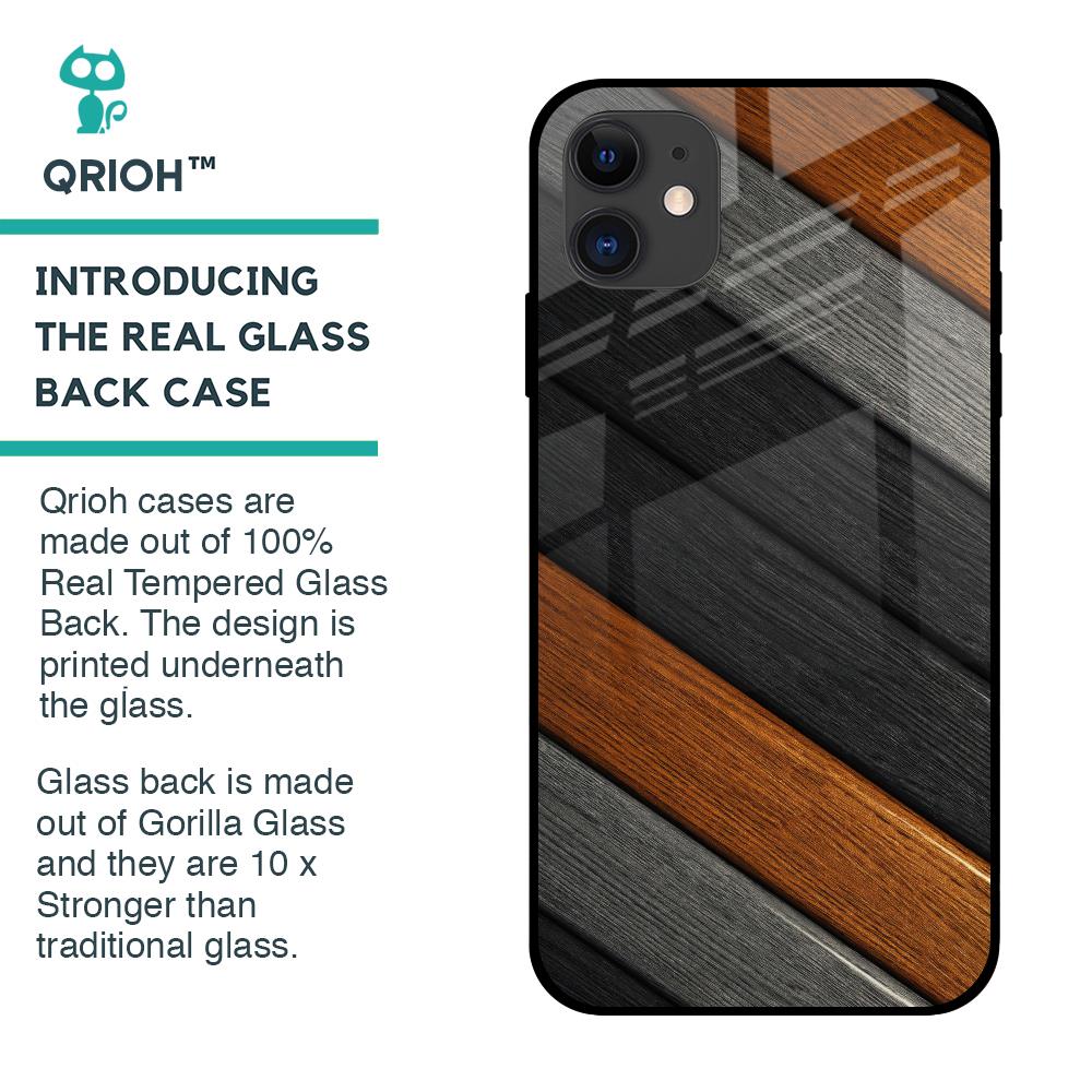 Tri Color Wood Glass Case for iPhone 12