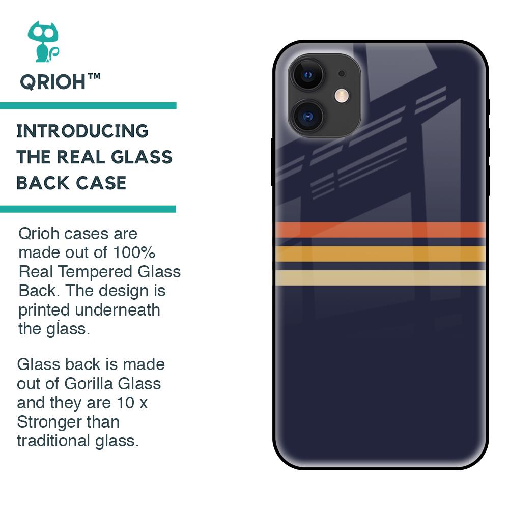 Tricolor Stripes Glass Case For iPhone 12