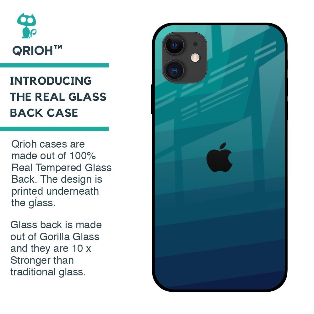 Green Triangle Pattern Glass Case for iPhone 12