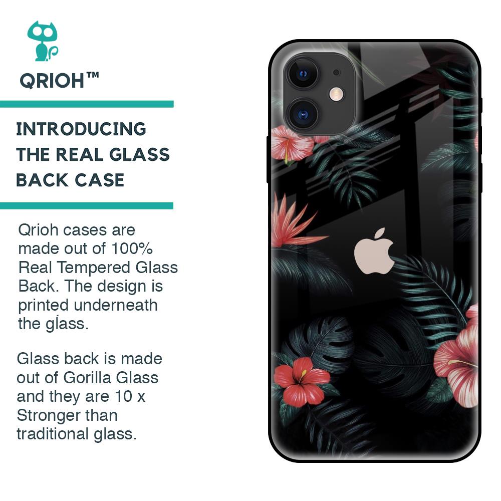 Tropical Art Flower Glass Case for iPhone 12