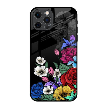 Rose Flower Bunch Art iPhone 12 Pro Glass Back Cover Online