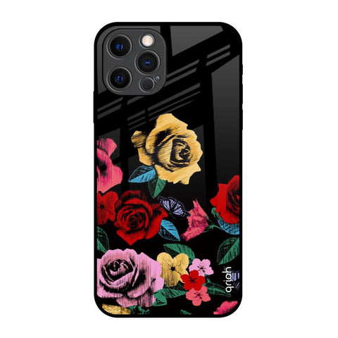 Floral Decorative iPhone 12 Pro Glass Back Cover Online