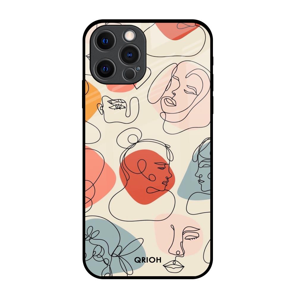 Abstract Faces iPhone 12 Pro Glass Back Cover Online