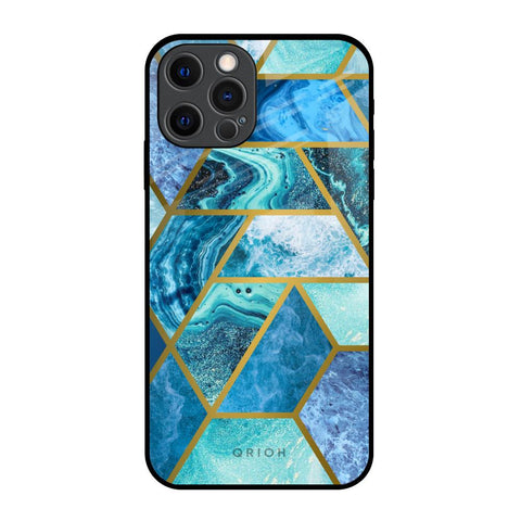 Turquoise Geometrical Marble iPhone 12 Pro Glass Back Cover Online