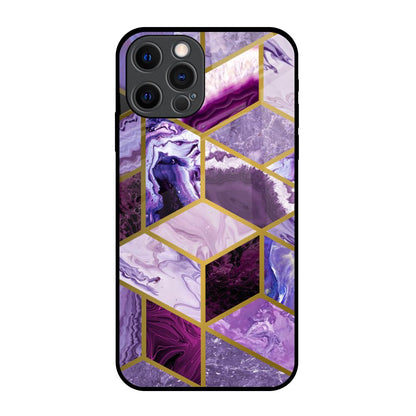 Purple Rhombus Marble iPhone 12 Pro Glass Back Cover Online