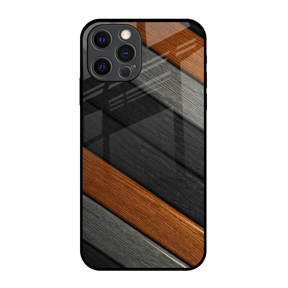 Tri Color Wood iPhone 12 Pro Glass Back Cover Online