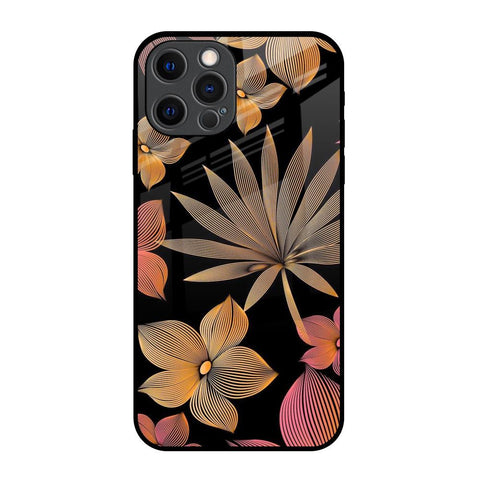 Lines Pattern Flowers iPhone 12 Pro Glass Back Cover Online