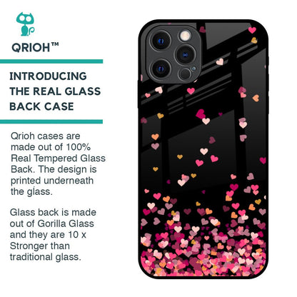Heart Rain Fall Glass Case For iPhone 12 Pro