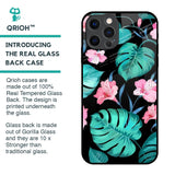 Tropical Leaves & Pink Flowers Glass Case for iPhone 12 Pro