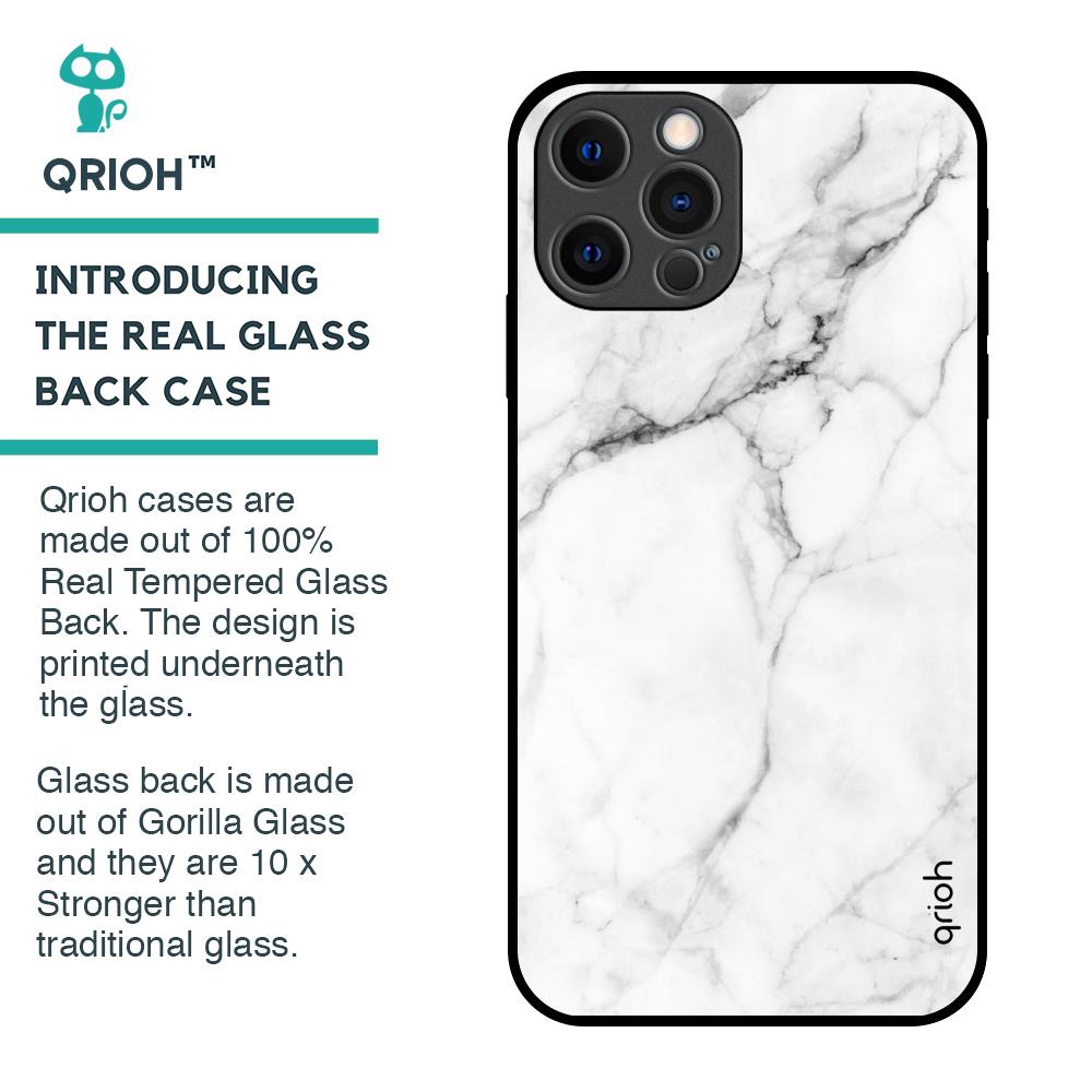 Modern White Marble Glass Case for iPhone 12 Pro