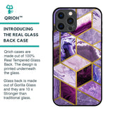 Purple Rhombus Marble Glass Case for iPhone 12 Pro