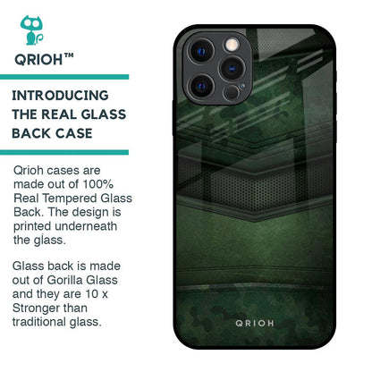 Green Leather Glass Case for iPhone 12 Pro