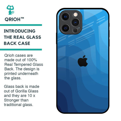 Blue Wave Abstract Glass Case for iPhone 12 Pro
