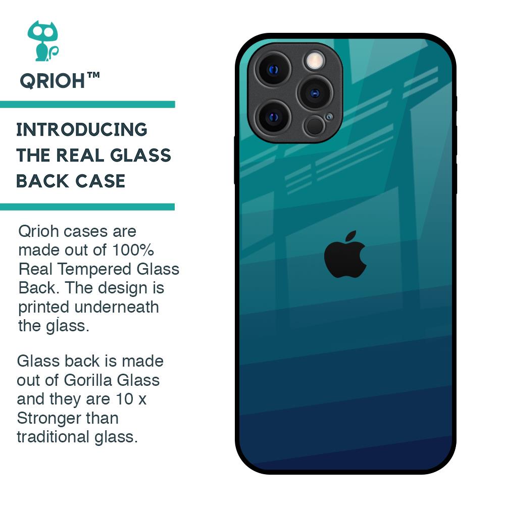 Green Triangle Pattern Glass Case for iPhone 12 Pro