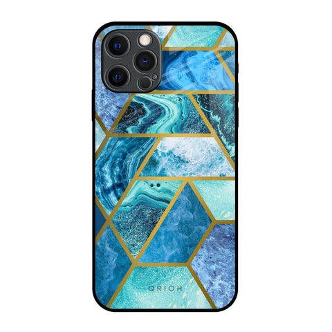Turquoise Geometrical Marble iPhone 12 Pro Max Glass Back Cover Online