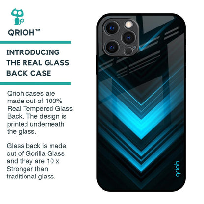 Vertical Blue Arrow Glass Case For iPhone 12 Pro Max