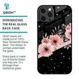 Floral Black Band Glass Case For iPhone 12 Pro Max