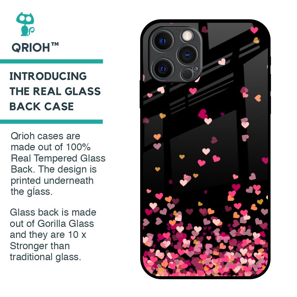 Heart Rain Fall Glass Case For iPhone 12 Pro Max