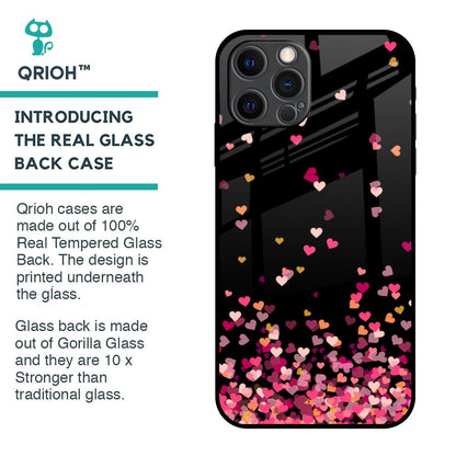 Heart Rain Fall Glass Case For iPhone 12 Pro Max
