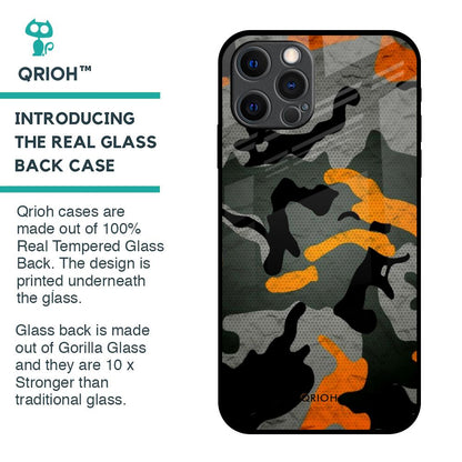 Camouflage Orange Glass Case For iPhone 12 Pro Max