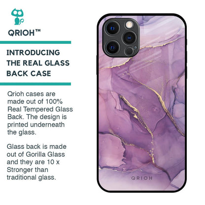 Purple Gold Marble Glass Case for iPhone 12 Pro Max