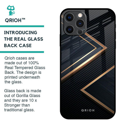 Sleek Golden & Navy Glass Case for iPhone 12 Pro Max