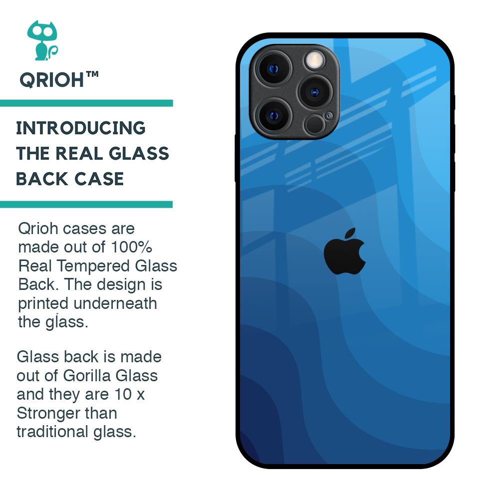 Blue Wave Abstract Glass Case for iPhone 12 Pro Max