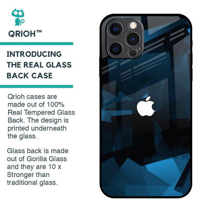 Polygonal Blue Box Glass Case For iPhone 12 Pro Max