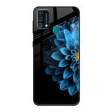 Half Blue Flower Samsung Galaxy F41 Glass Back Cover Online