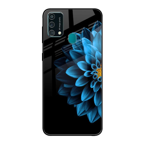 Half Blue Flower Samsung Galaxy F41 Glass Back Cover Online