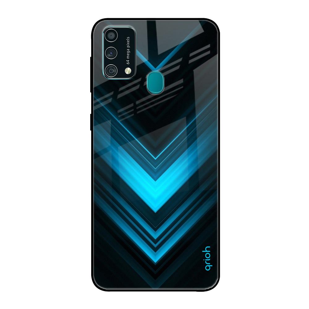Vertical Blue Arrow Samsung Galaxy F41 Glass Back Cover Online