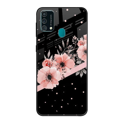 Floral Black Band Samsung Galaxy F41 Glass Back Cover Online