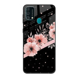 Floral Black Band Samsung Galaxy F41 Glass Back Cover Online