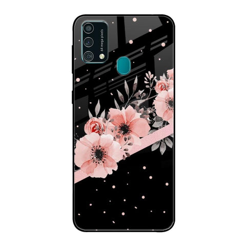 Floral Black Band Samsung Galaxy F41 Glass Back Cover Online